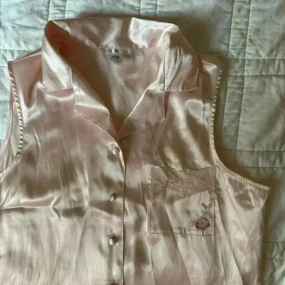Pink Kmart light pink satin button up pajama top extra large xl - Picture 1 of 6